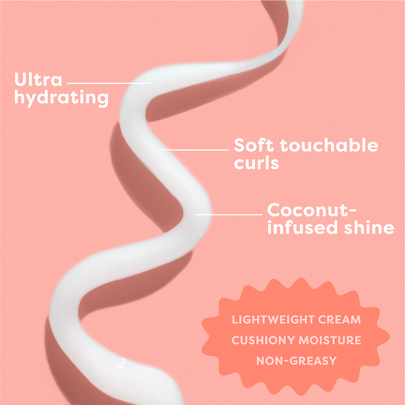 White hair product with text on a pink background