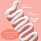 White cream swirl with text on a pink background