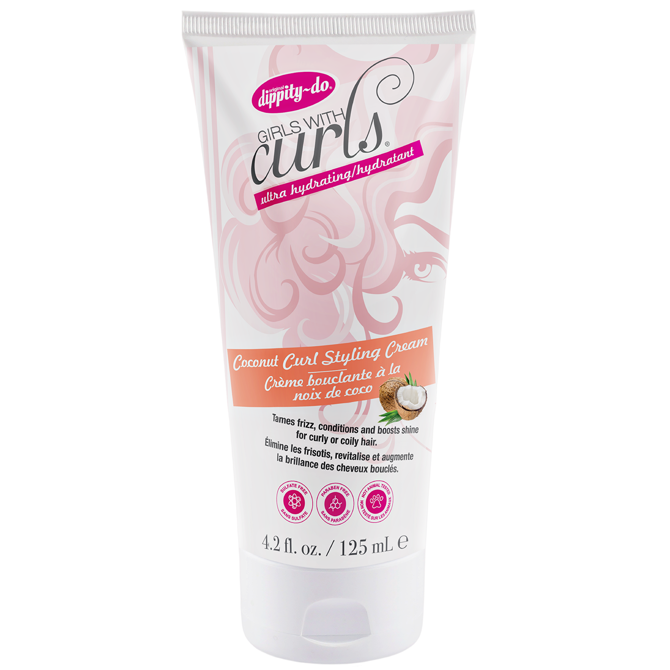Dippy-do Girls With Curls coconut curl styling cream on a white background